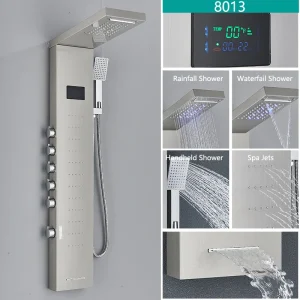 LED Light Rain Waterfall Shower Panel